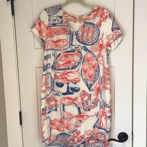 Vilagallo summer sheath dress - cream/blue/red - 42